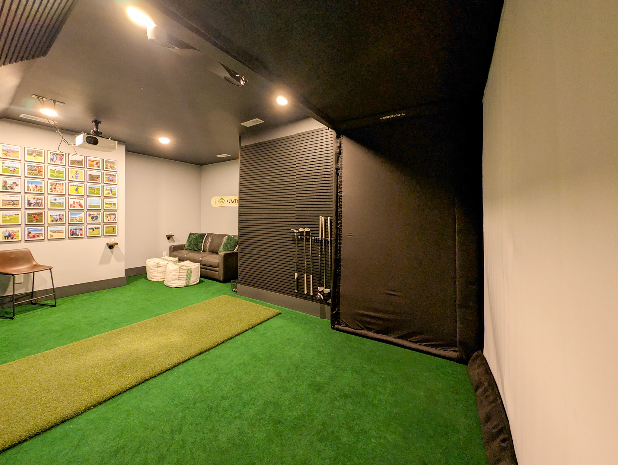 Downstairs golf simulator.