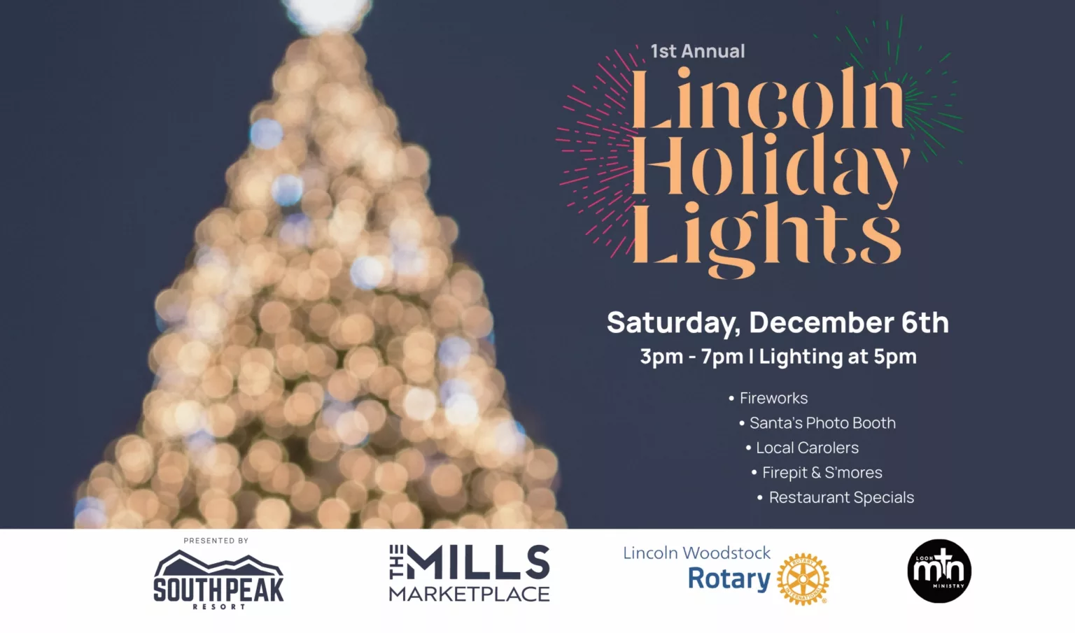 Lincoln Holiday Lights at The Mills Marketplace.